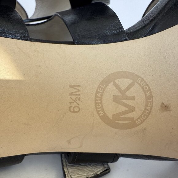 Michael Kors Lucinda Black Leather Zip Back Open Toe Heels Shoes - Picture 3 of 15